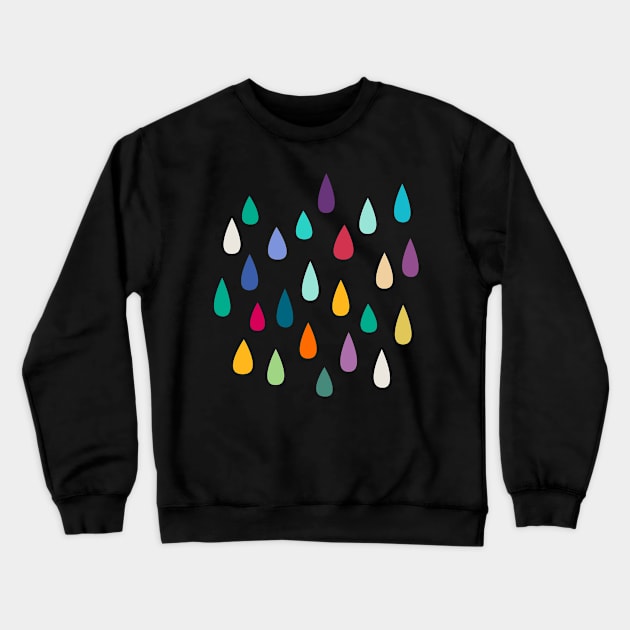 Rainbow Raindrops Jewelled Multicolour Colourful Crewneck Sweatshirt by Cecilia Mok